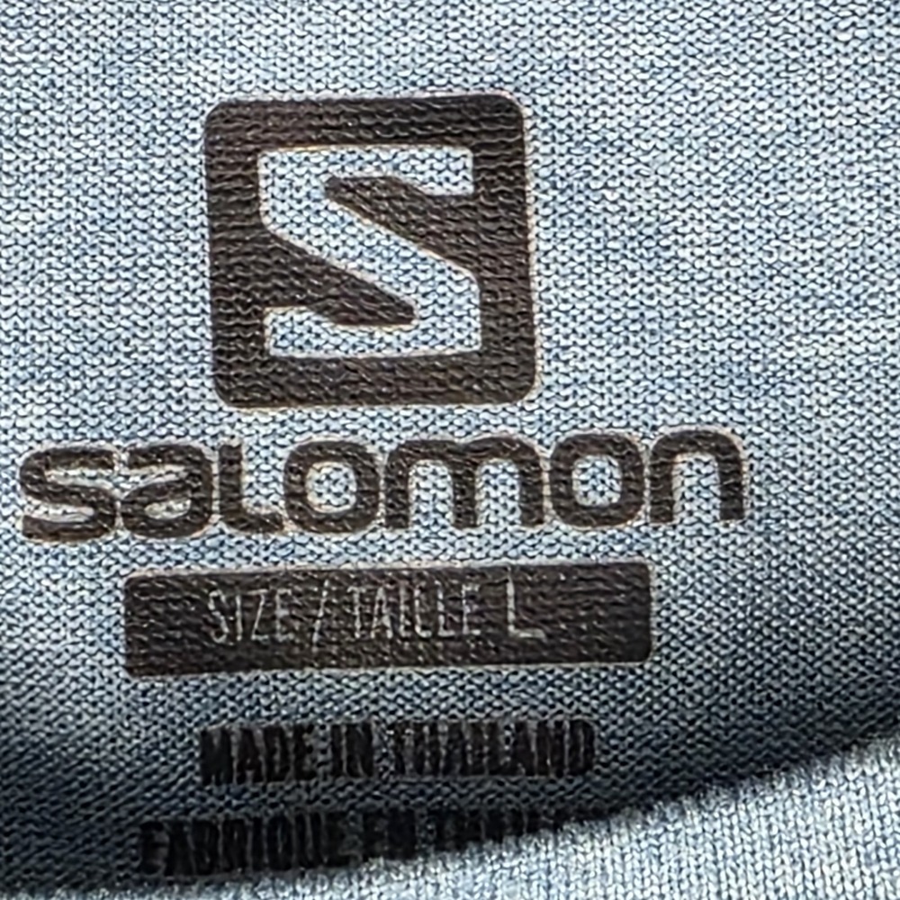Salomon Shirt Mens Large Heather Gray Long Sleeve Stretch Wicking Active - Picture 4 of 8